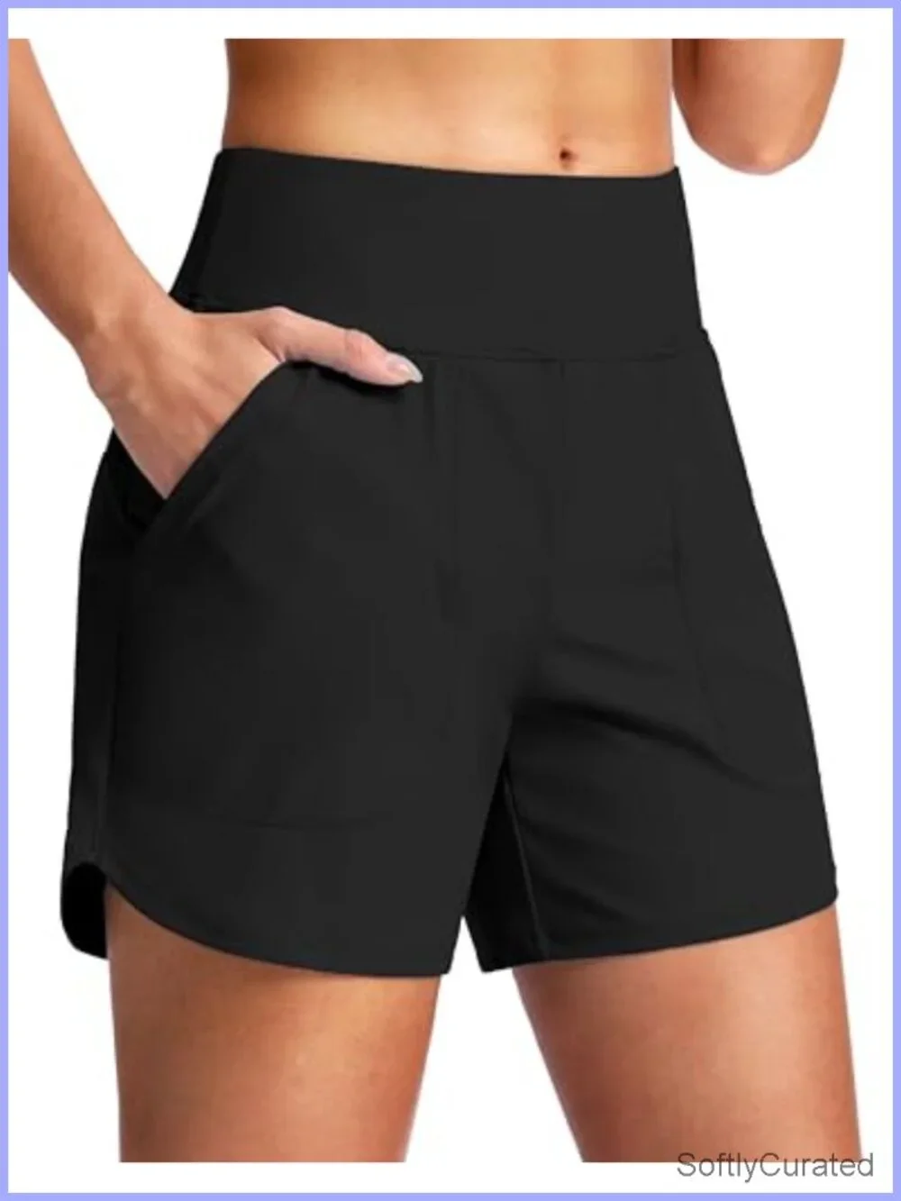 High Waisted Swim Board Shorts with Liner and Pockets Quick Dry UPF 50+